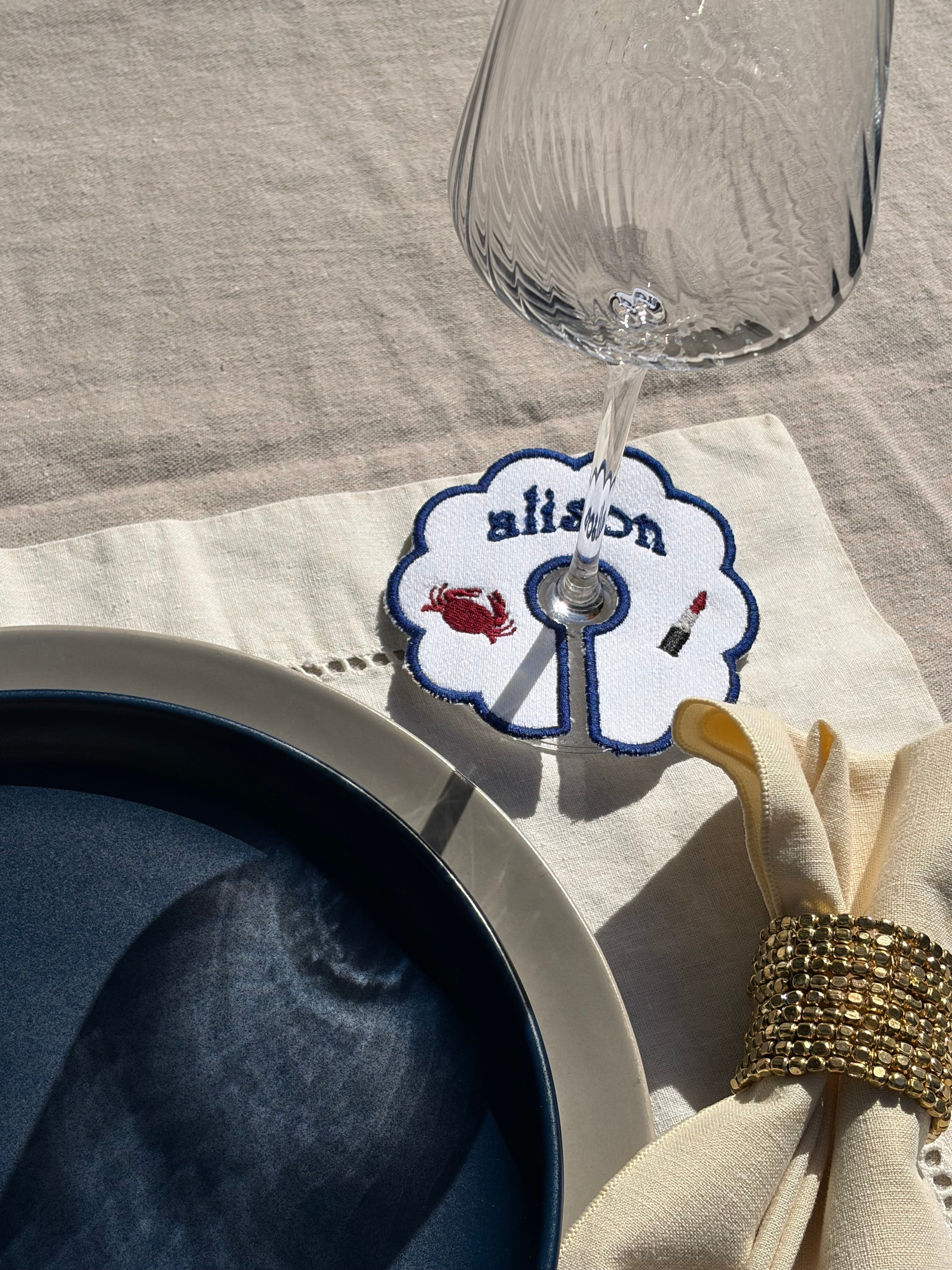 Custom Embroidered Wine Rings